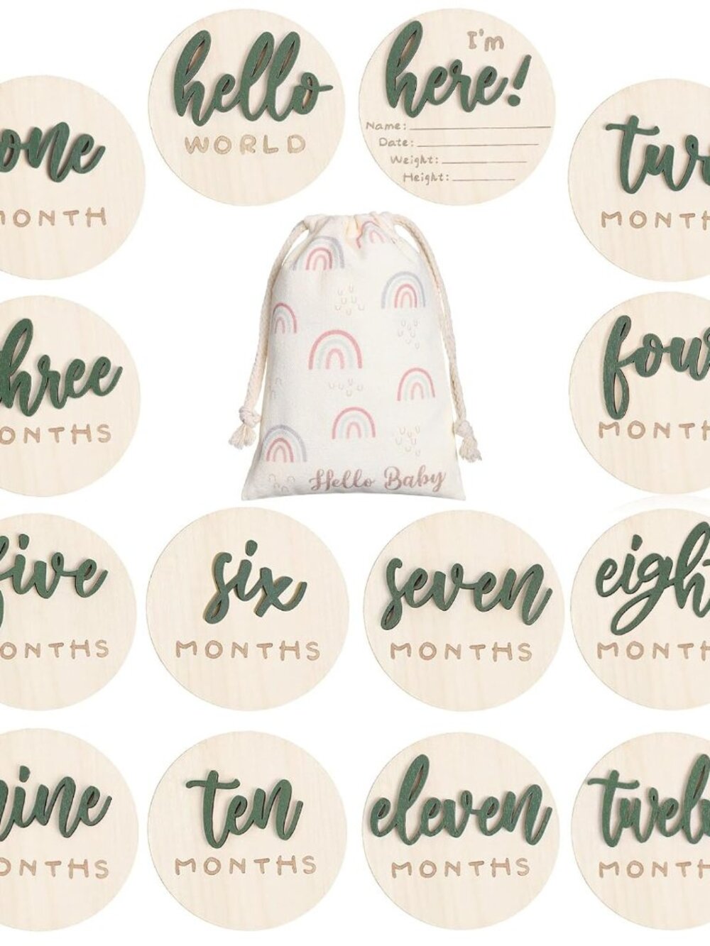 Baby Monthly Milestone Sign Announcement Sign, Green, Letter
